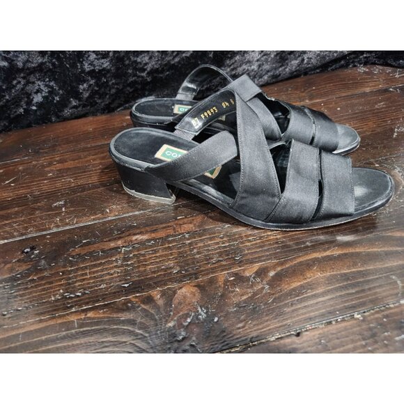 EUC Cole Haan Black Woven Leather Heeled Sandal/Sz. 8.5B - Picture 3 of 8